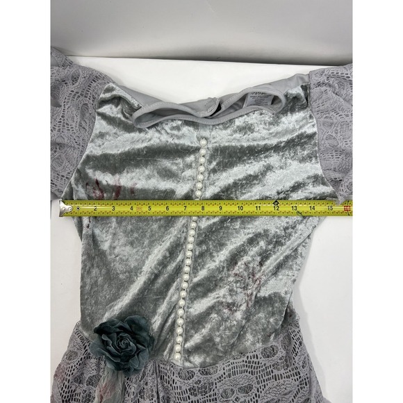 Spirit Halloween Costume Child XL (14-16) Silver Zombie Bride Faux Blood Stains - Picture 9 of 10
